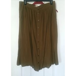Olive green button down midi skirt